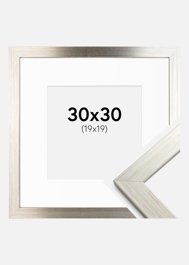 Cadre Silver Wood 30x30 cm - Passe-partout Blanc 20x20 cm