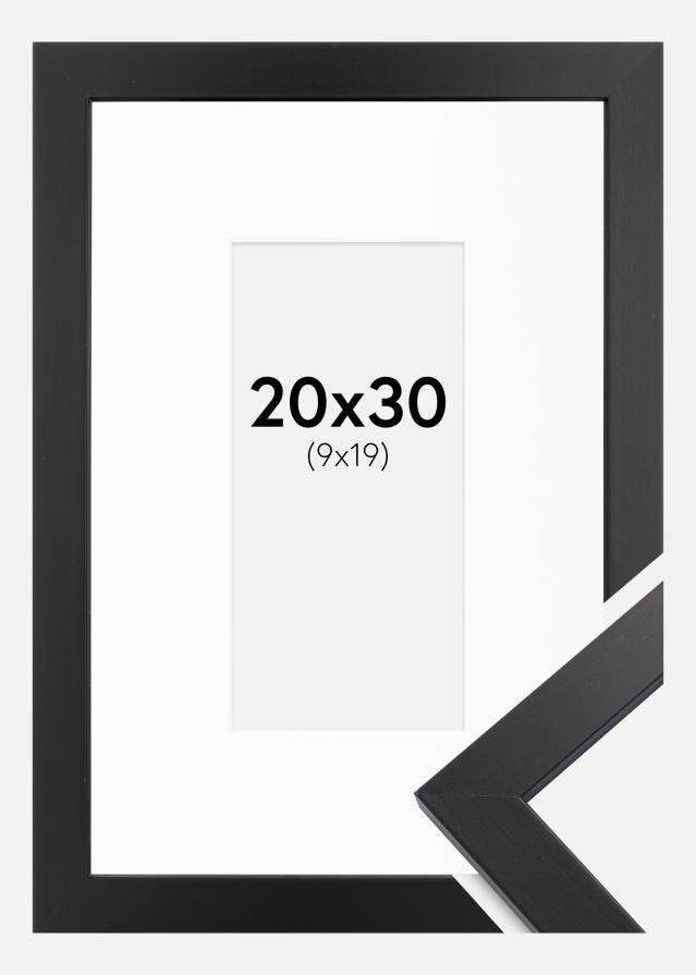 Cadre Black Wood 20x30 cm - Passe-partout Blanc 10x20 cm