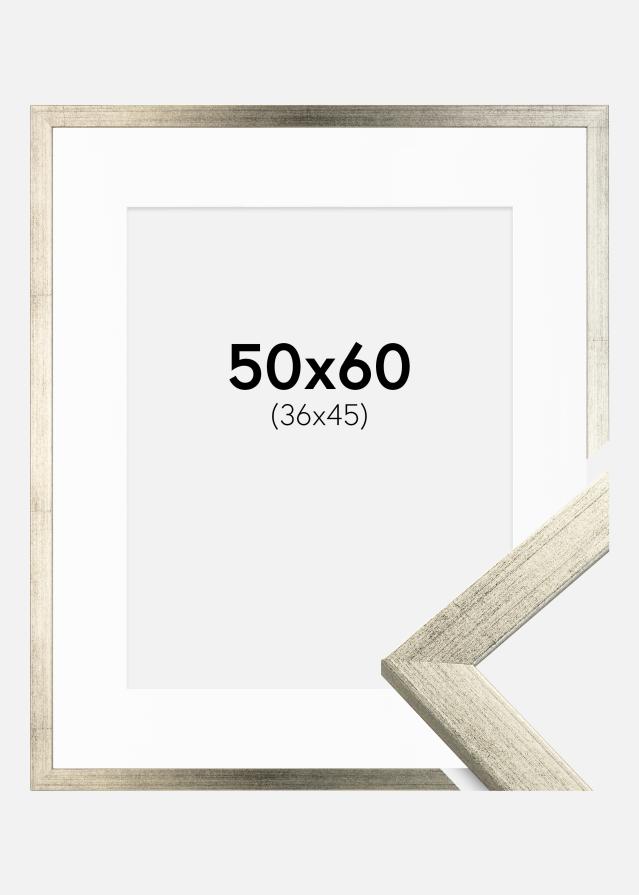 Cadre Stilren Argent 50x60 cm - Passe-partout Blanc 37x46 cm