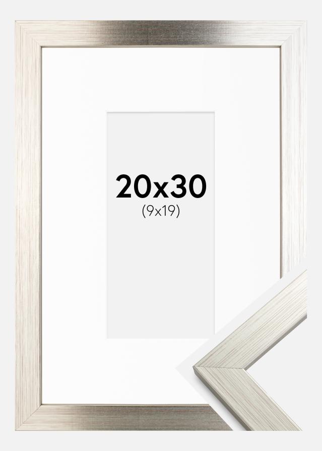 Cadre Silver Wood 20x30 cm - Passe-partout Blanc 10x20 cm