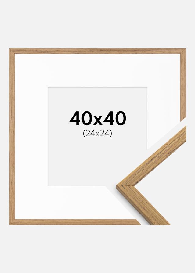 Cadre Edsbyn Teck 40x40 cm - Passe-partout Blanc 25x25 cm