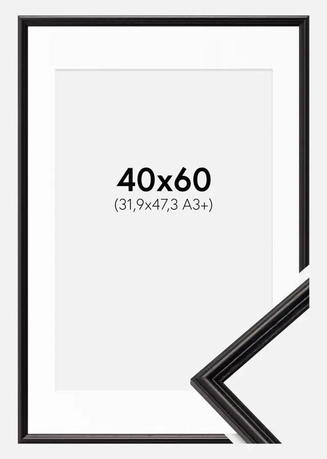 Cadre Horndal Noir 40x60 cm - Passe-partout Blanc 32,9x48,3 cm (A3+)