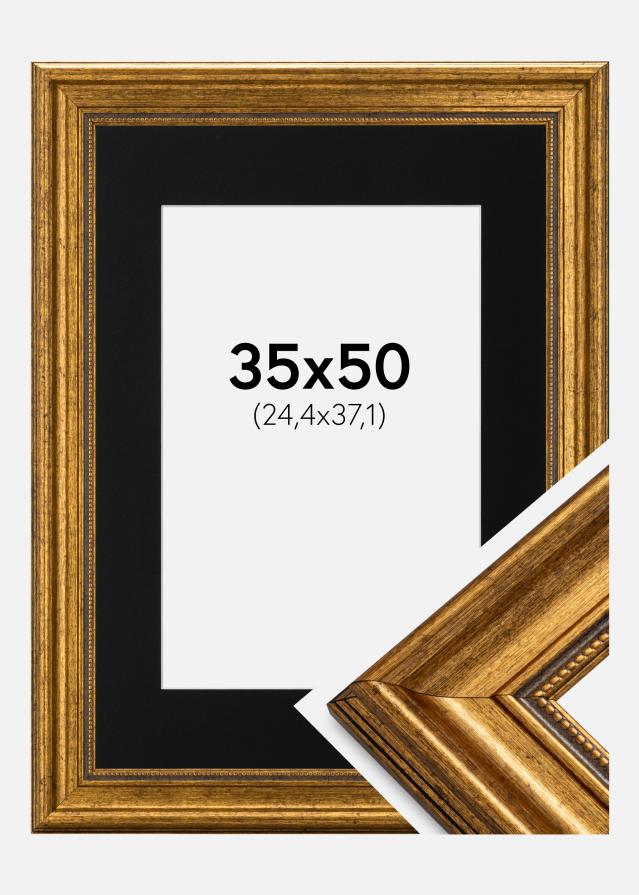 Cadre Rococo Or 35x50 cm - Passe-partout Noir 10x15 pouces