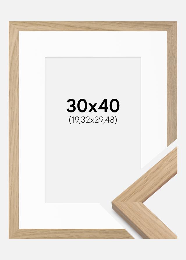 Cadre Oak Wood 30x40 cm - Passe-partout Blanc 8x12 inches