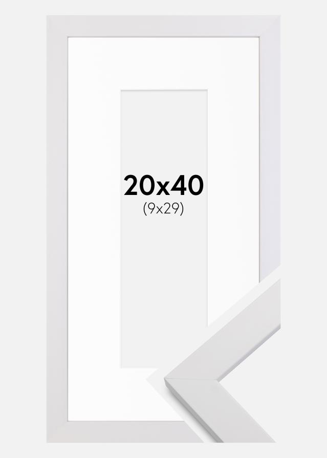 Cadre White Wood 20x40 cm - Passe-partout Blanc 10x30 cm