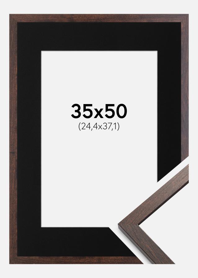 Cadre Trendy Noyer 35x50 cm - Passe-partout Noir 10x15 pouces