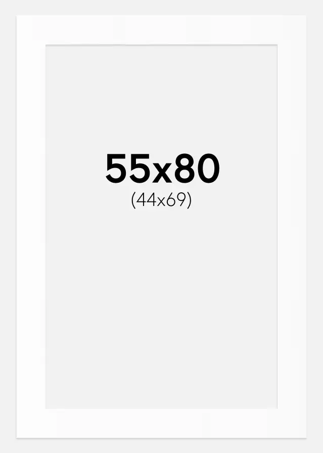 Passe-partout Blanc Standard (noyau blanc) 55x80 cm (44x69)