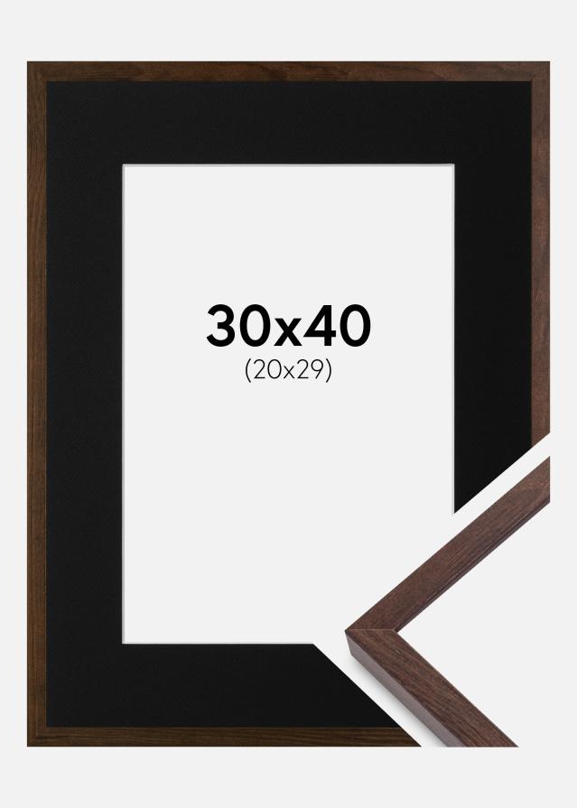 Cadre E-Line Noyer 30x40 cm - Passe-partout Noir 21x30 cm