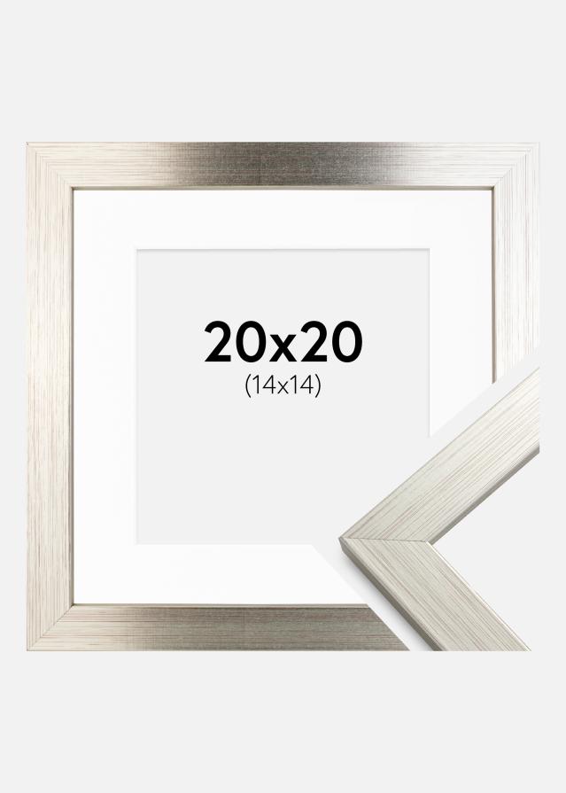 Cadre Silver Wood 20x20 cm - Passe-partout Blanc 15x15 cm