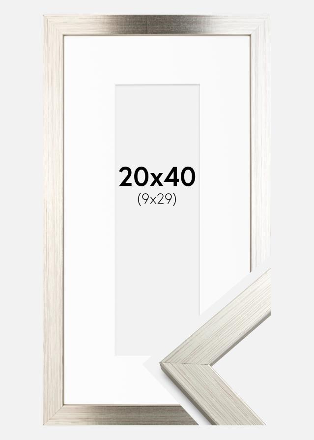 Cadre Silver Wood 20x40 cm - Passe-partout Blanc 10x30 cm