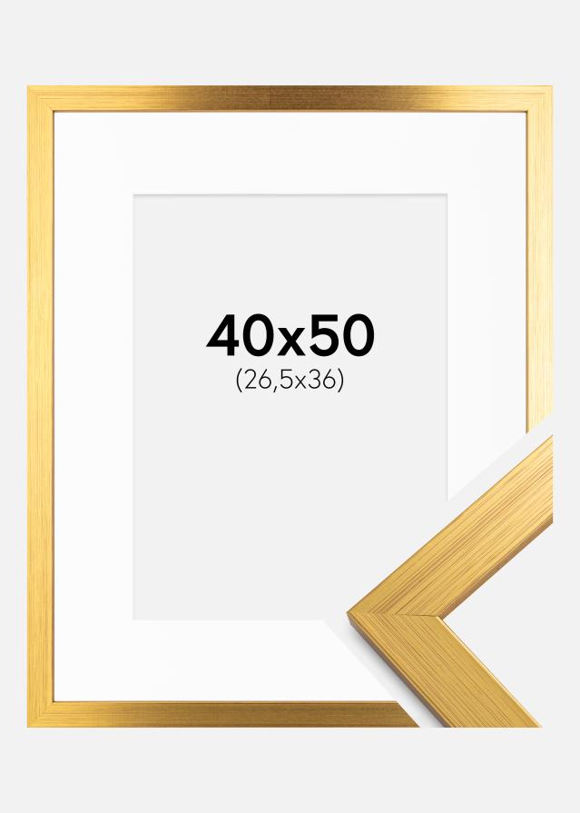 Cadre Gold Wood 40x50 cm - Passe-partout Blanc 27,5x37 cm