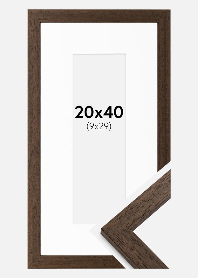 Cadre Brown Wood 20x40 cm - Passe-partout Blanc 10x30 cm