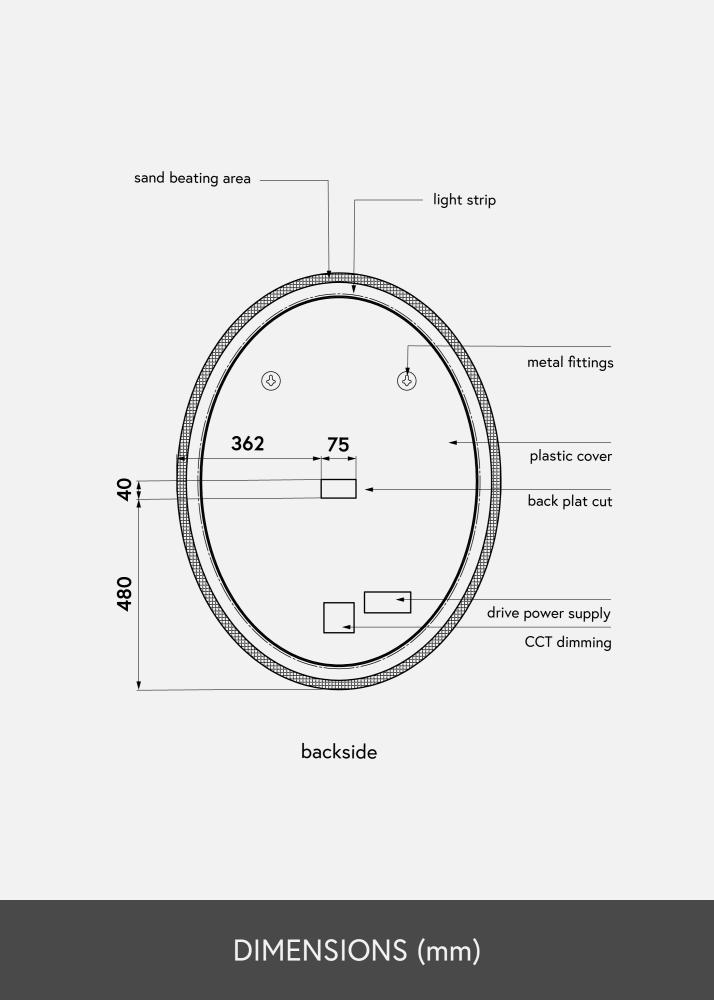 KAILA Miroir Oval LED 80x100 cm