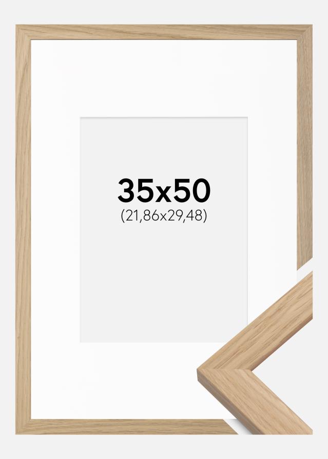 Cadre Oak Wood 35x50 cm - Passe-partout Blanc 9x12 pouces