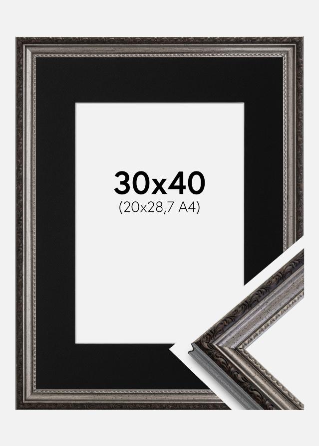 Cadre Abisko Argent 30x40 cm - Passe-partout Noir 21x29,7 cm