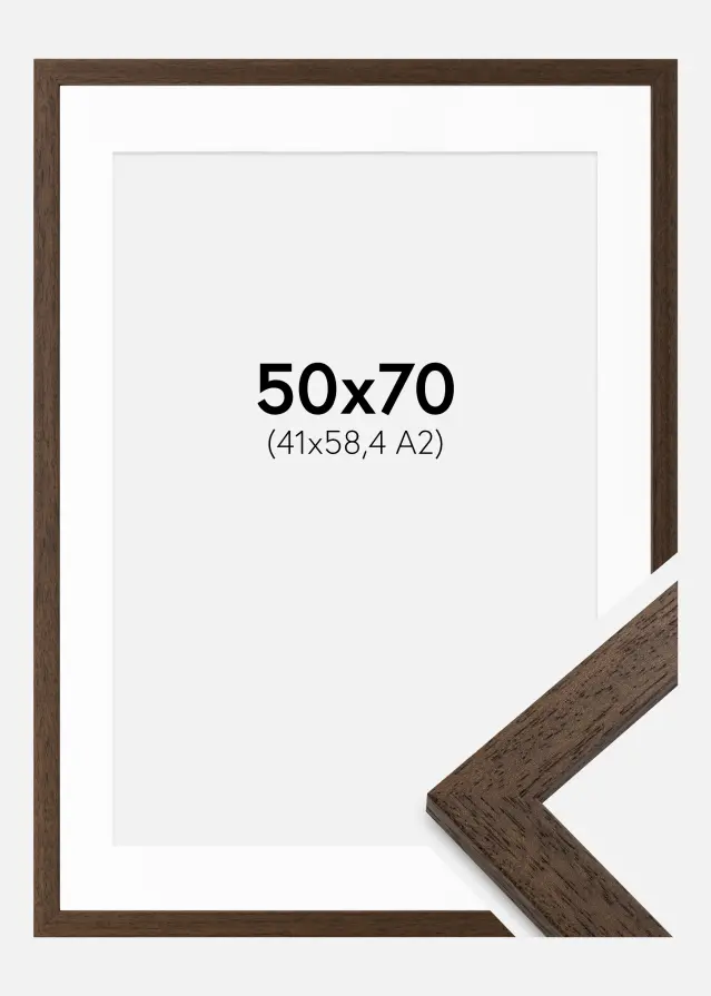 Cadre Brown Wood 50x70 cm - Passe-partout Blanc 42x59,4 cm (A2)