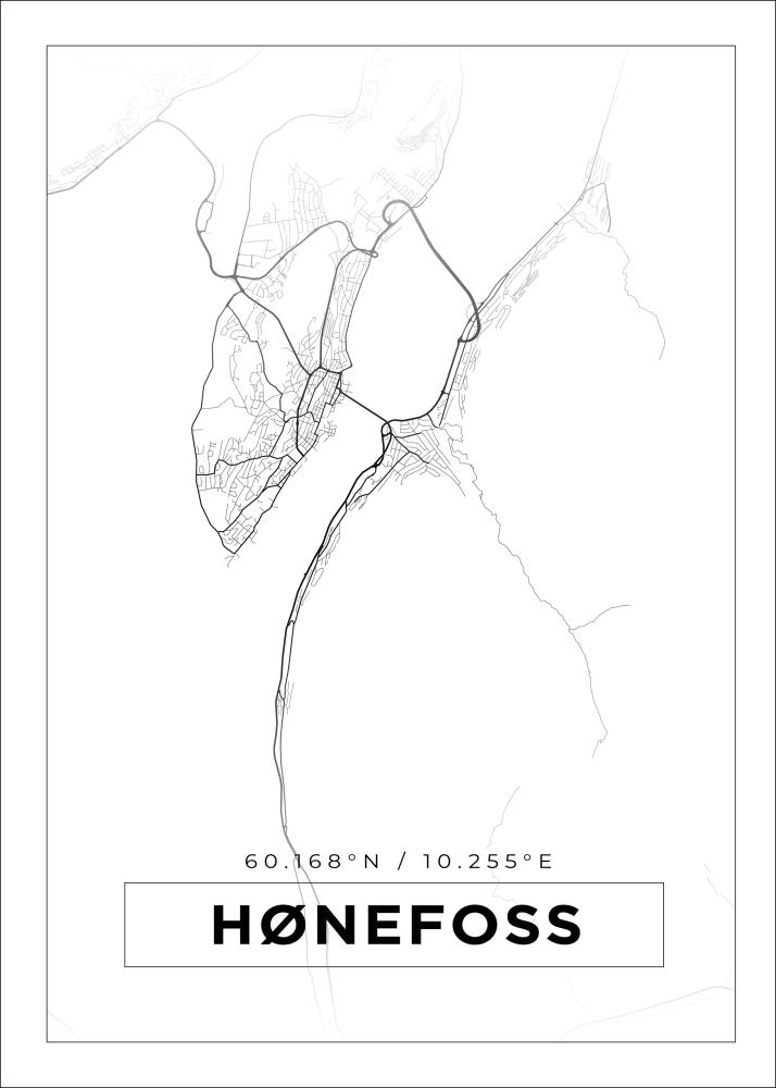 Map - Hønefoss - White