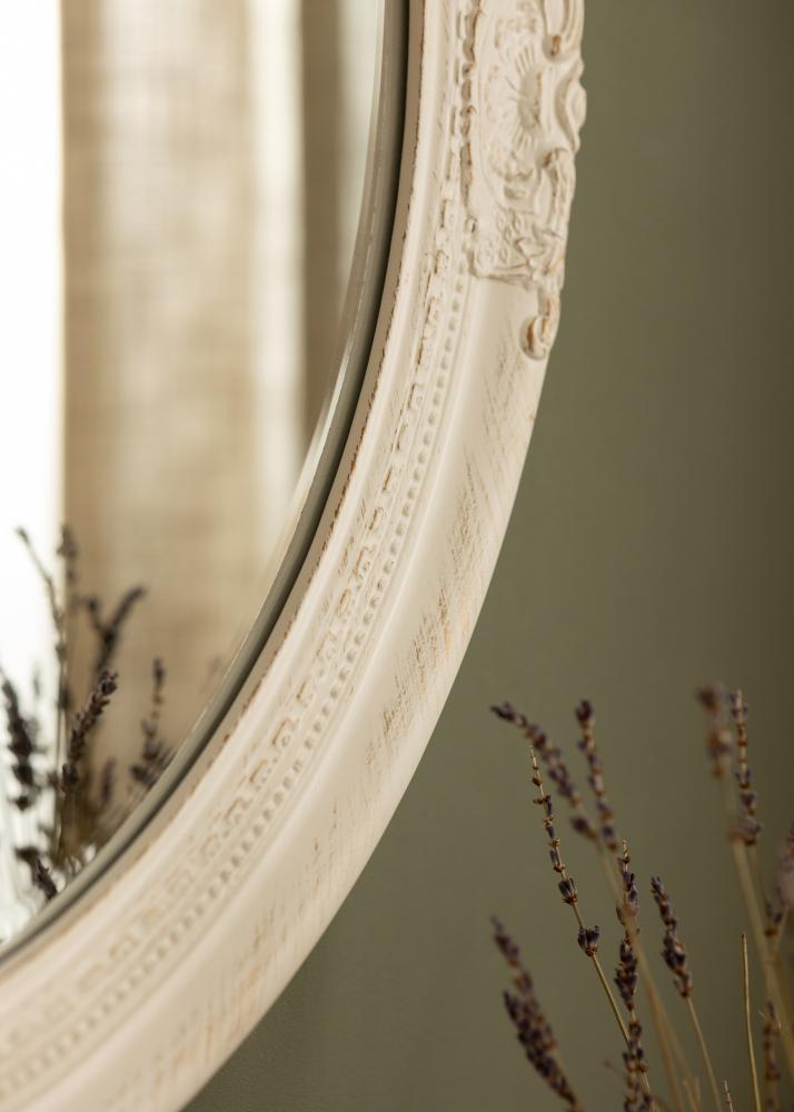 Miroir Antique Blanc Ovale 63x73 cm