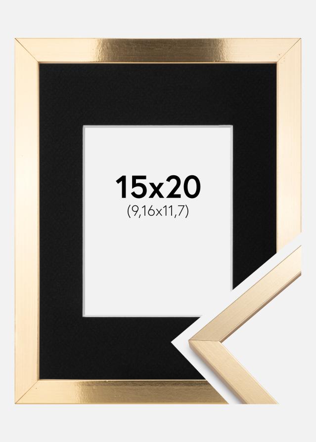 Cadre Trendy Or 15x20 cm - Passe-partout Noir 4x5 pouces