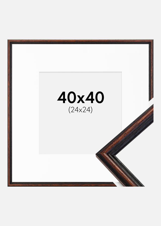 Cadre Horndal Noyer 40x40 cm - Passe-partout Blanc 25x25 cm