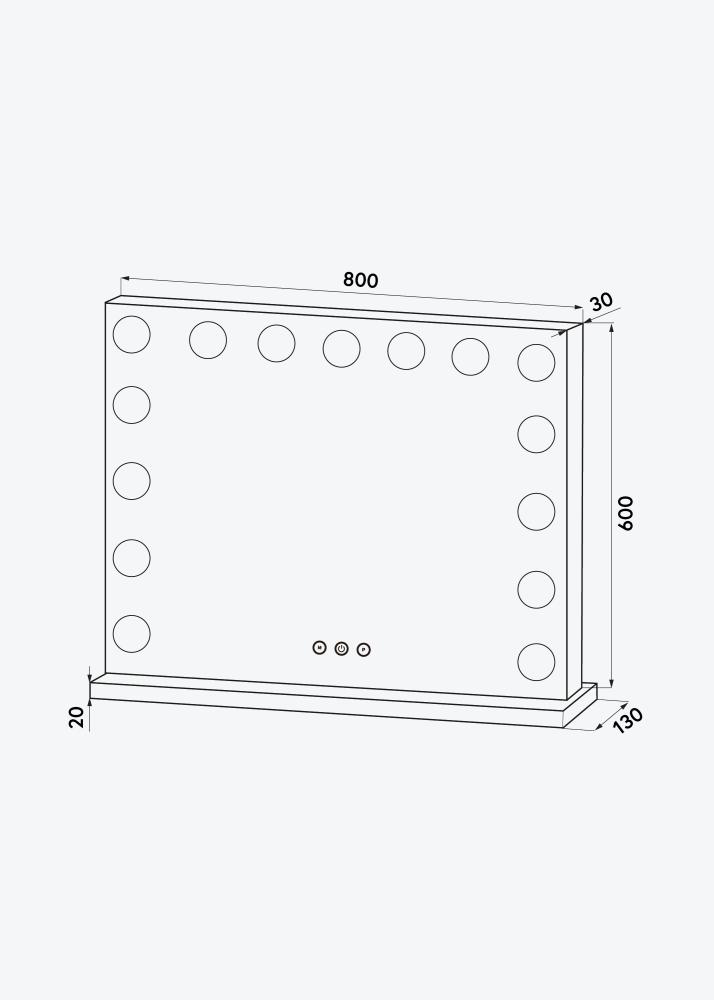 KAILA Miroir de maquillage Vanity LED 15 Blanc 80x60 cm