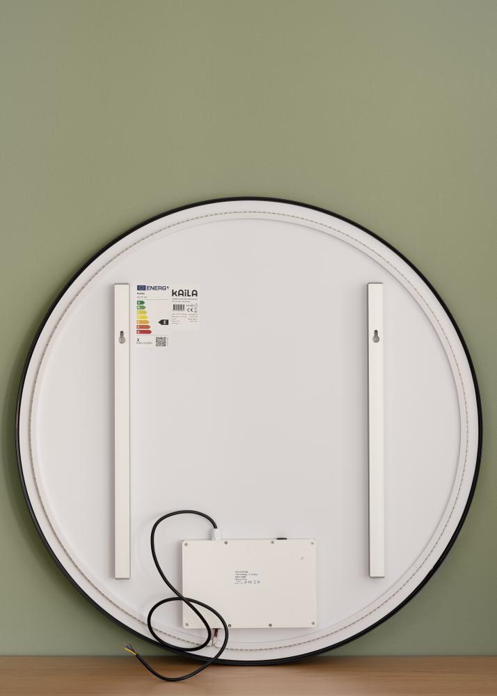 KAILA Miroir Circle LED Noir 80 cm Ø
