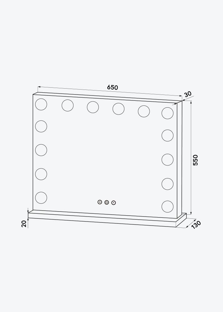 KAILA Miroir de maquillage Base LED 14 Argent 65x56 cm