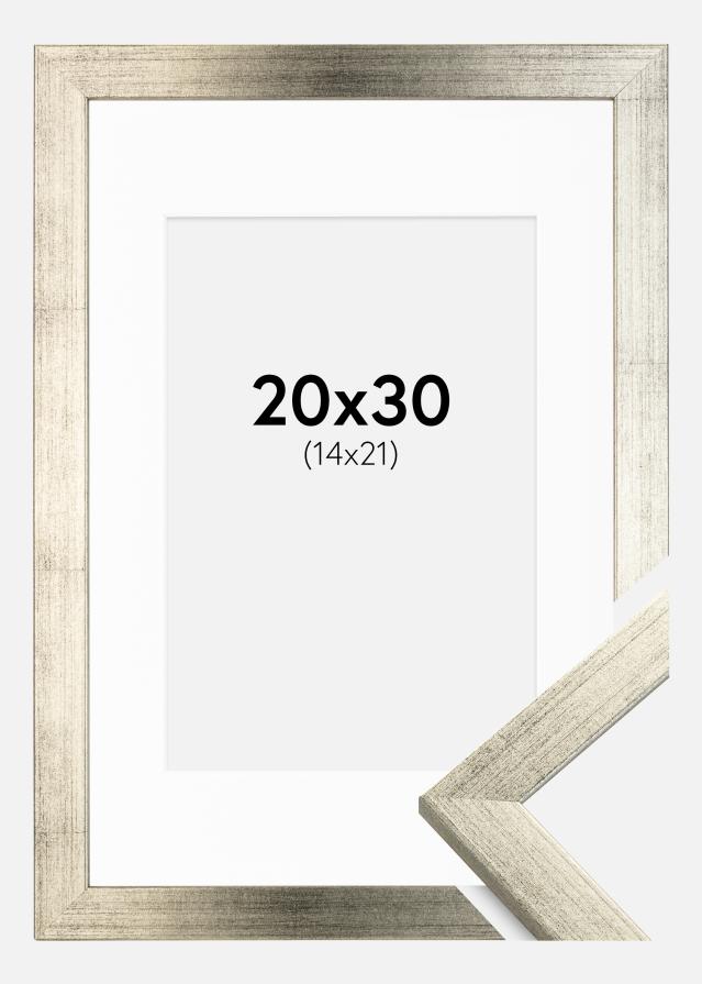 Cadre Stilren Argent 20x30 cm - Passe-partout Blanc 15x22 cm