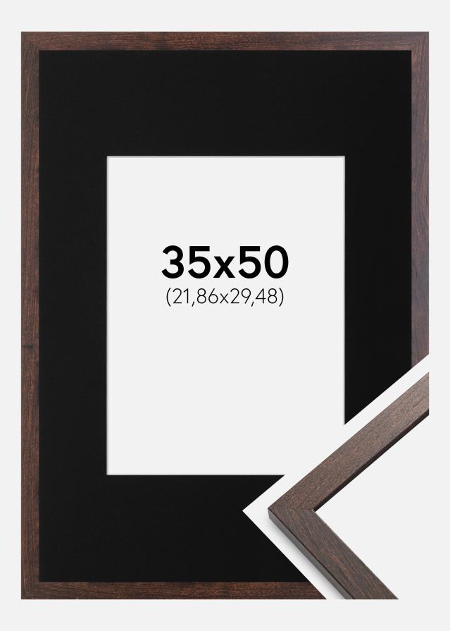 Cadre Trendy Noyer 35x50 cm - Passe-partout Noir 9x12 pouces