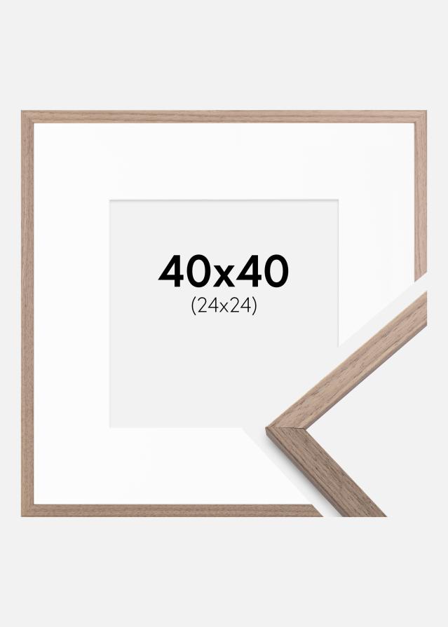 Cadre Edsbyn Noyer Clair 40x40 cm - Passe-partout Blanc 25x25 cm