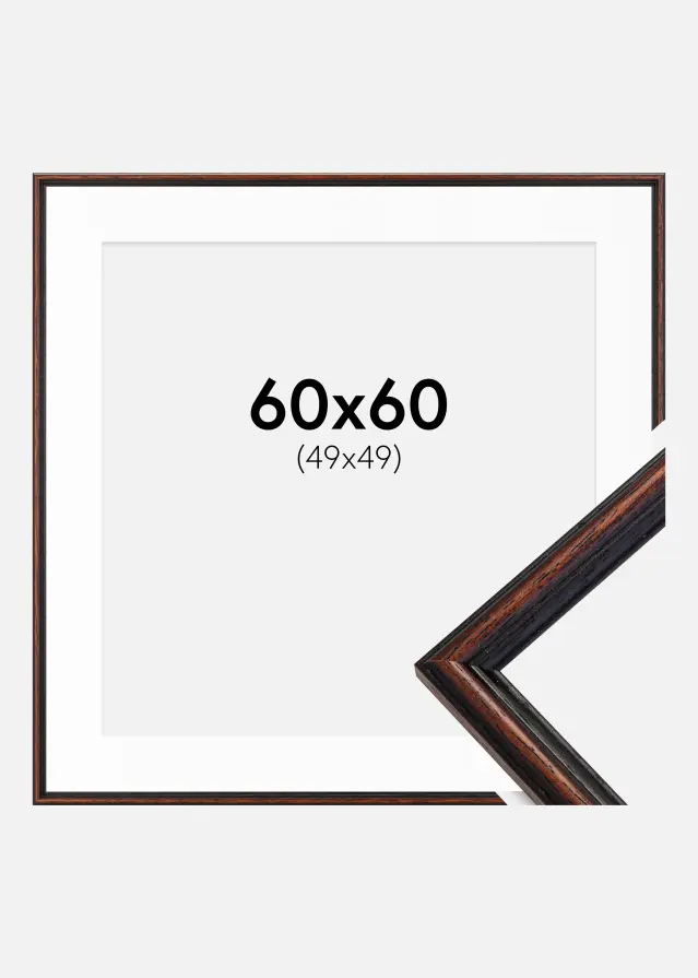 Cadre Horndal Noyer 60x60 cm - Passe-partout Blanc 50x50 cm