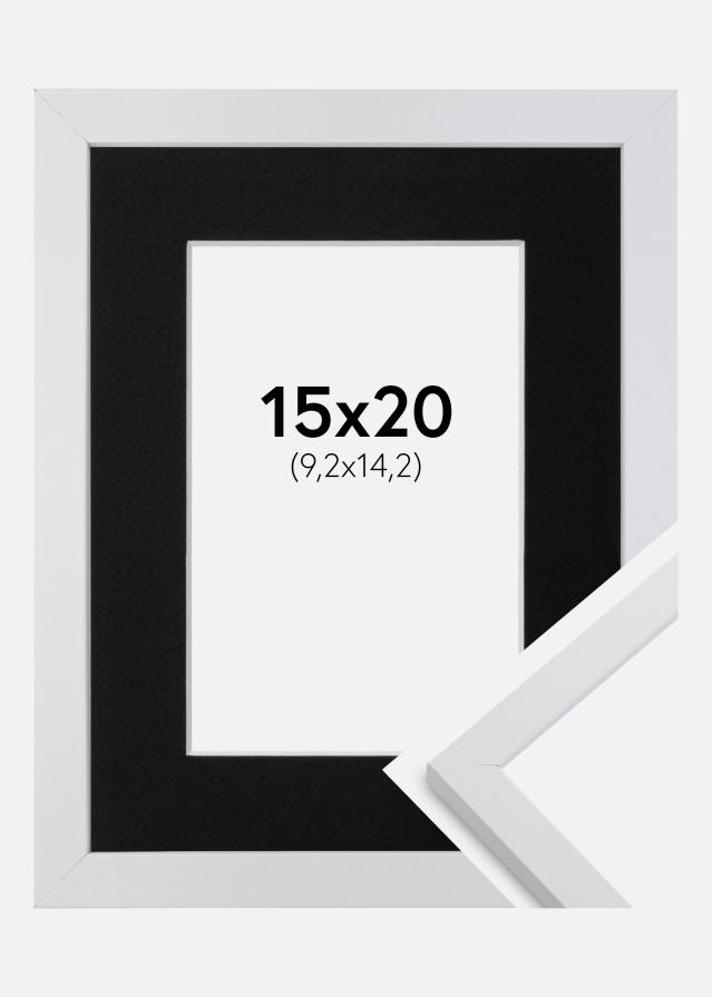 Cadre Trendy Blanc 15x20 cm - Passe-partout Noir 4x6 pouces