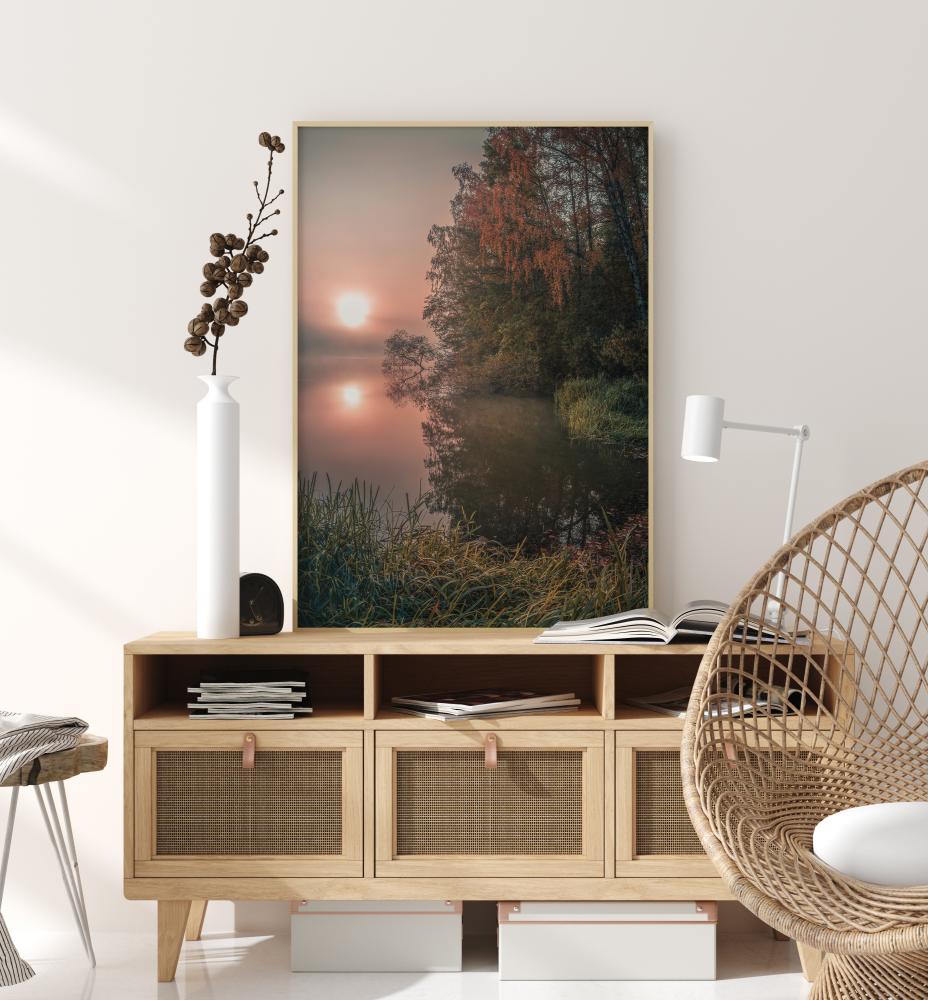 Foggy Fall Lake Poster