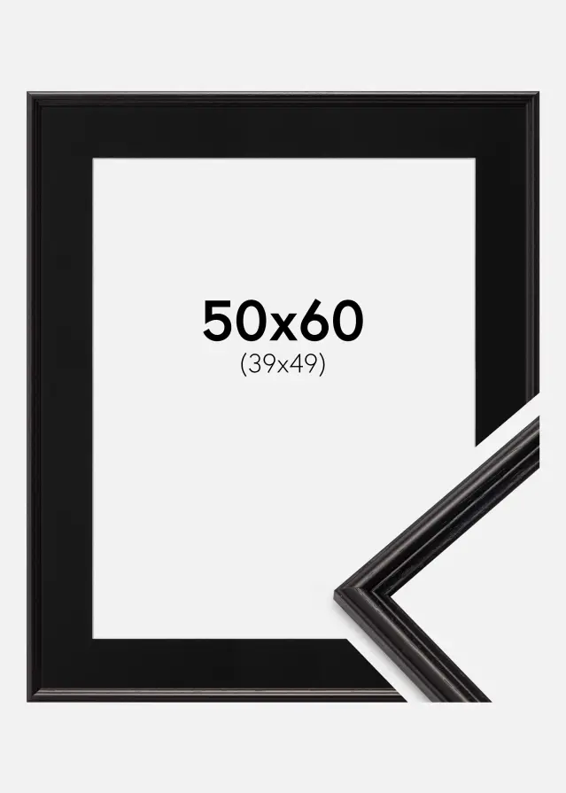 Cadre Horndal Noir 50x60 cm - Passe-partout Noir 40x50 cm