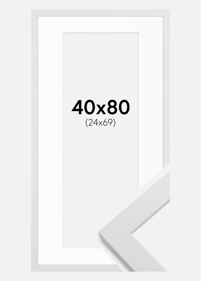 Cadre White Wood 40x80 cm - Passe-partout Blanc 25x70 cm