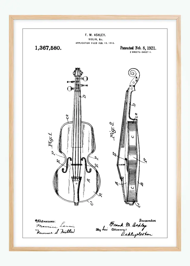 Dessin de brevet - Violon - Poster