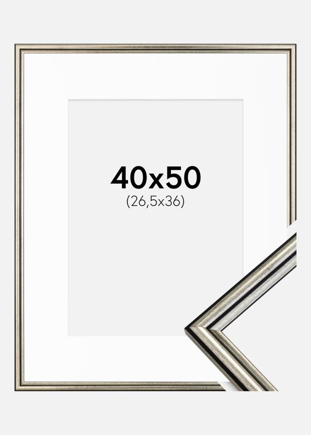 Cadre Horndal Argent 40x50 cm - Passe-partout Blanc 27,5x37 cm