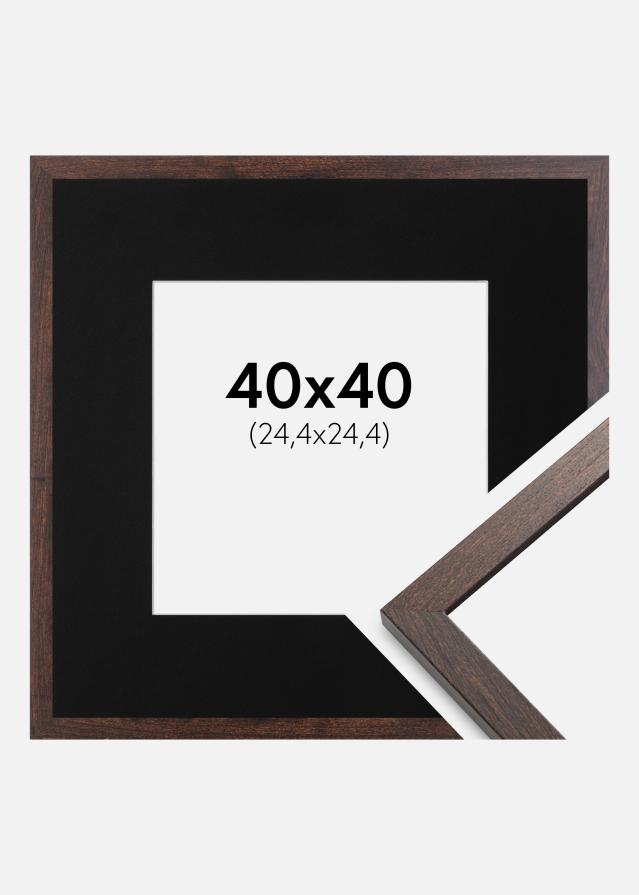 Cadre Trendy Noyer 40x40 cm - Passe-partout Noir 10x10 pouces