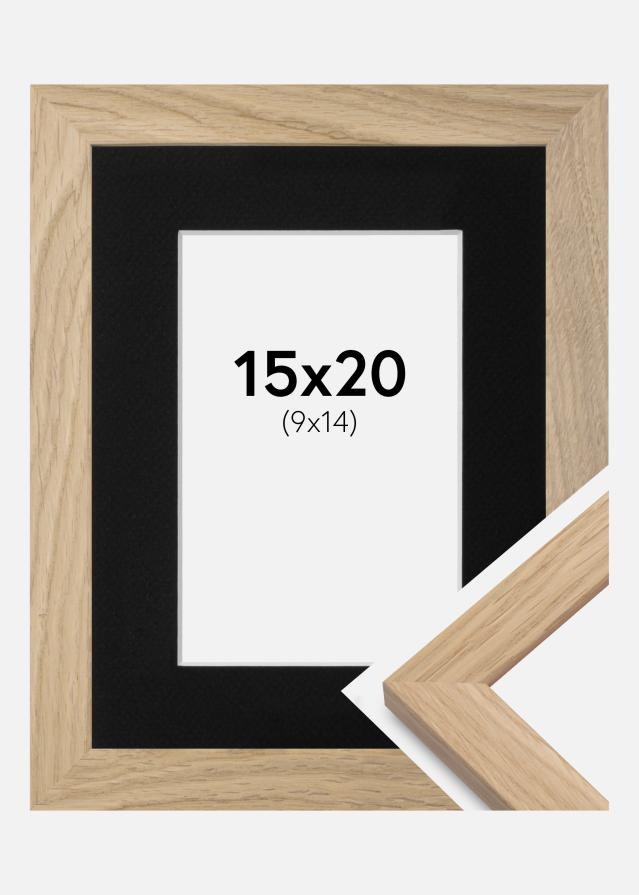 Cadre Oak Wood 15x20 cm - Passe-partout Noir 10x15 cm