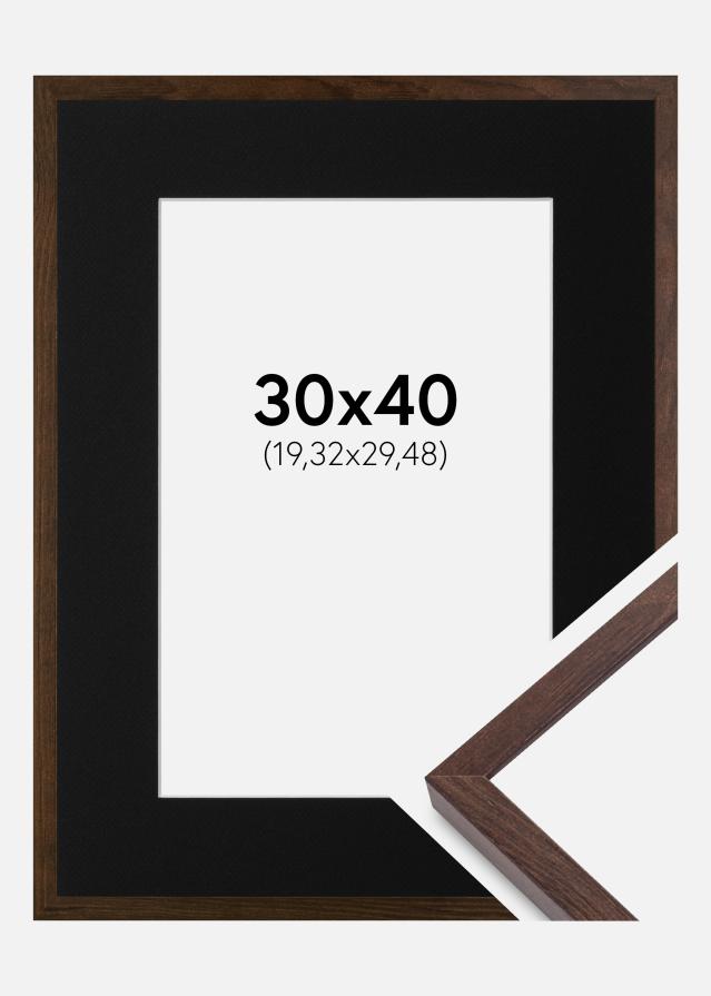 Cadre E-Line Noyer 30x40 cm - Passe-partout Noir 8x12 pouces