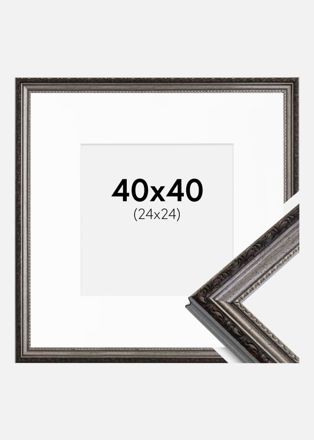 Cadre Abisko Argent 40x40 cm - Passe-partout Blanc 25x25 cm