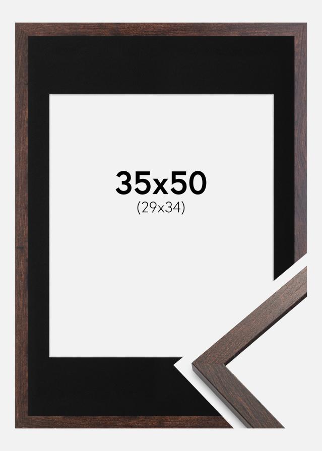 Cadre Trendy Noyer 35x50 cm - Passe-partout Noir 30x35 cm