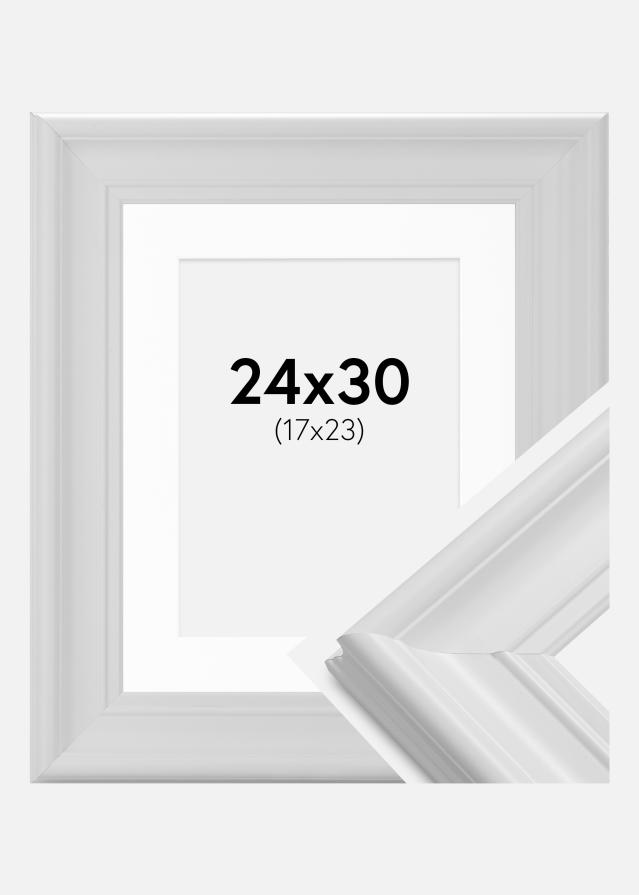 Cadre Mora Premium Blanc 24x30 cm - Passe-partout Blanc 18x24 cm