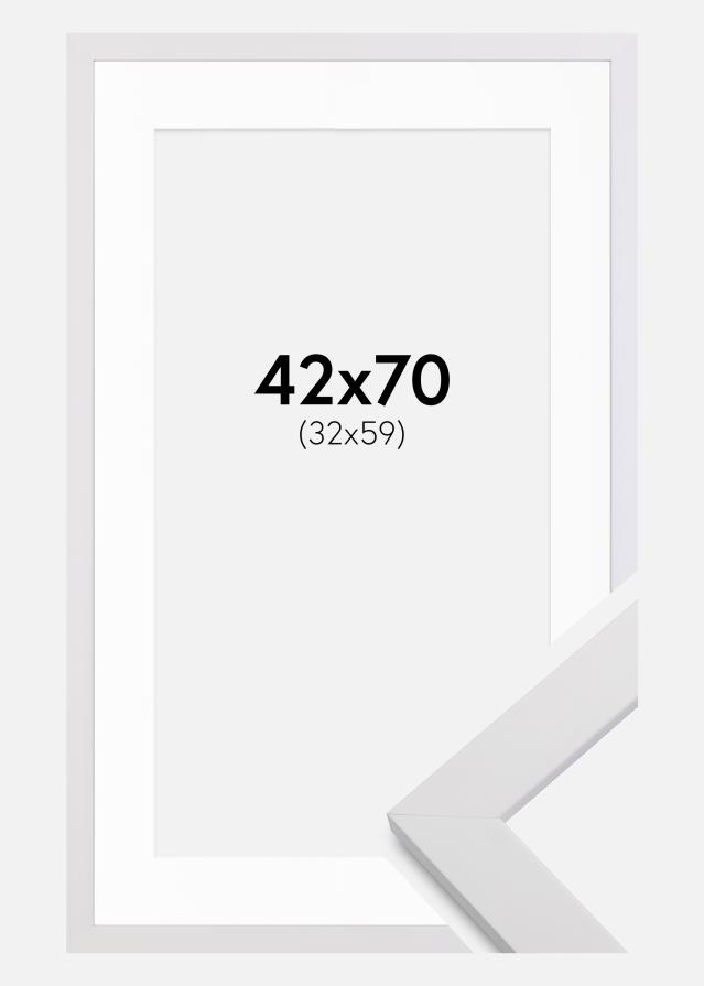 Cadre White Wood 42x70 cm - Passe-partout Blanc 33x60 cm