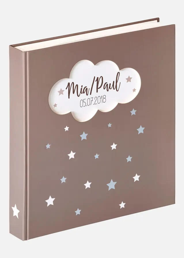 Magical Album bébé Gris - 25,7x29,2 cm (50 Pages blanches / 25 Feuilles)