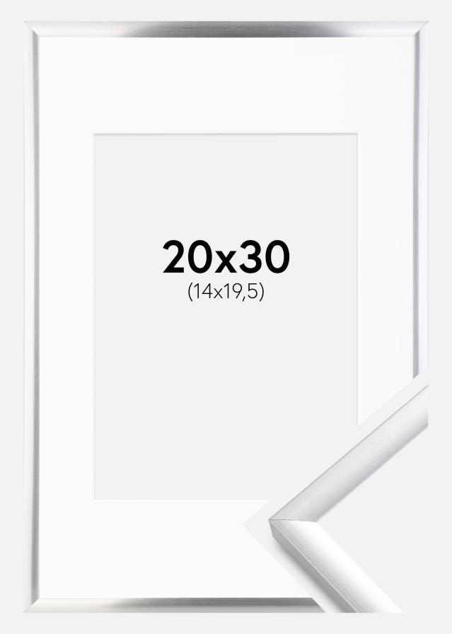 Cadre New Lifestyle Argent 20x30 cm - Passe-partout Blanc 15x21 cm (A5)