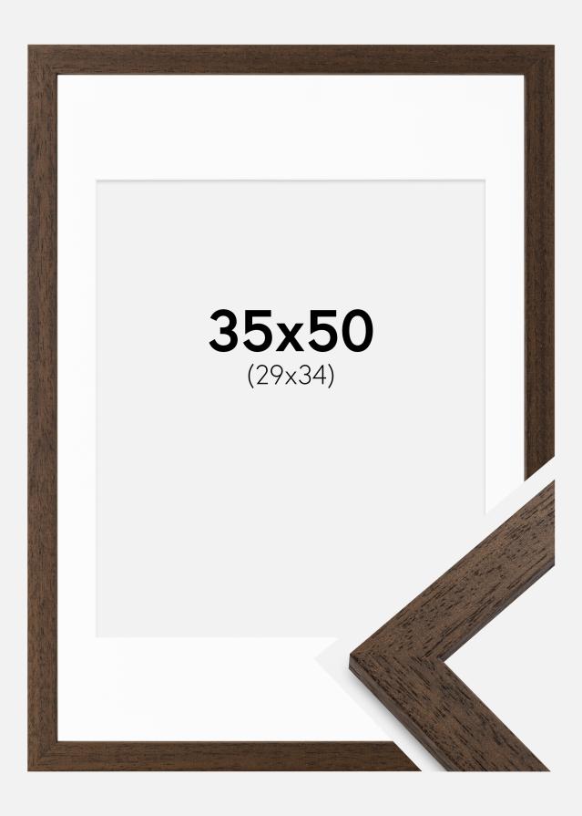 Cadre Brown Wood 35x50 cm - Passe-partout Blanc 30x35 cm