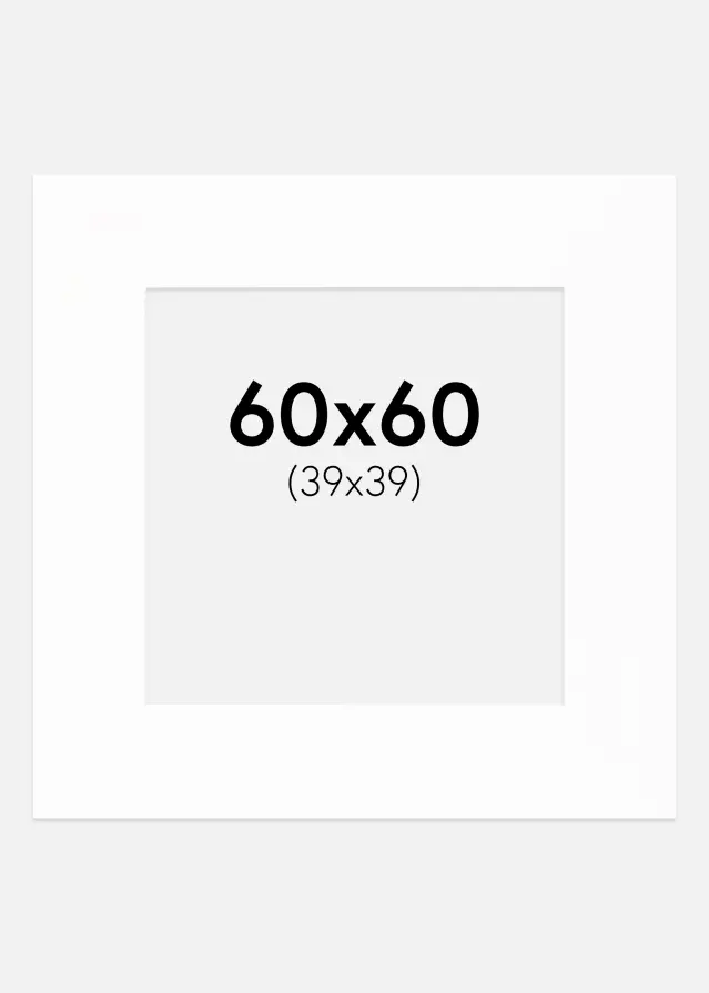 Passe-partout XL Blanc (noyau blanc) 60x60 cm (39x39)