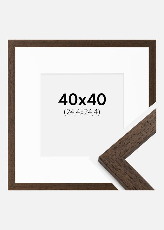 Cadre Brown Wood 40x40 cm - Passe-partout Blanc 10x10 inches