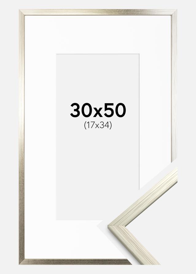 Cadre Edsbyn Argent 30x50 cm - Passe-partout Blanc 18x35 cm